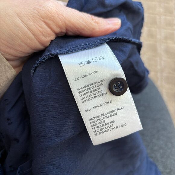 Urban Outfitters Off The Shoulder Swiss Dot Mini Dress Medium Navy Blue NWT - Picture 4 of 6